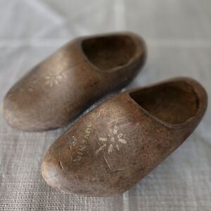 Vintage Wooden Clogs with Floral Design
